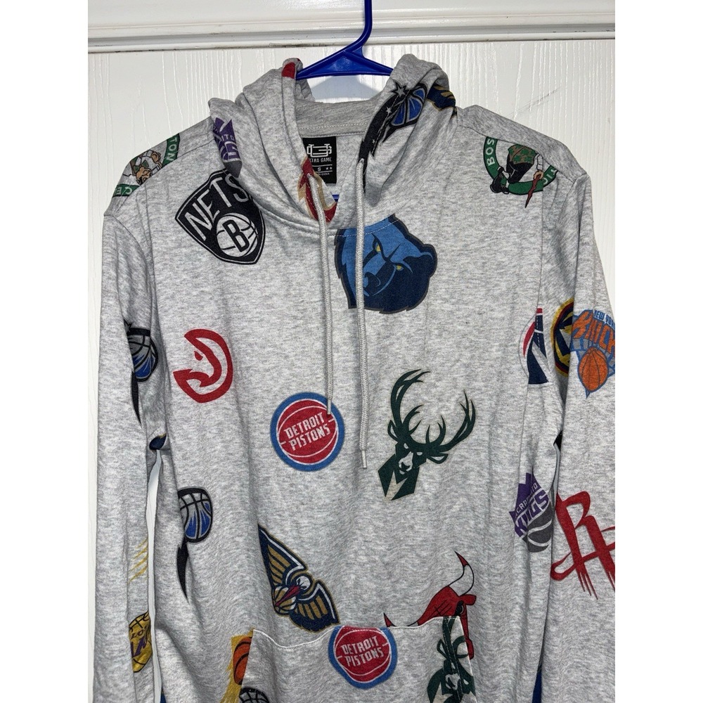 NBA Ultra Game‎ Teams Logos Hoodie Gray Size Small